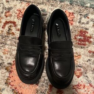 ALDO Black Leather Penny Loafers